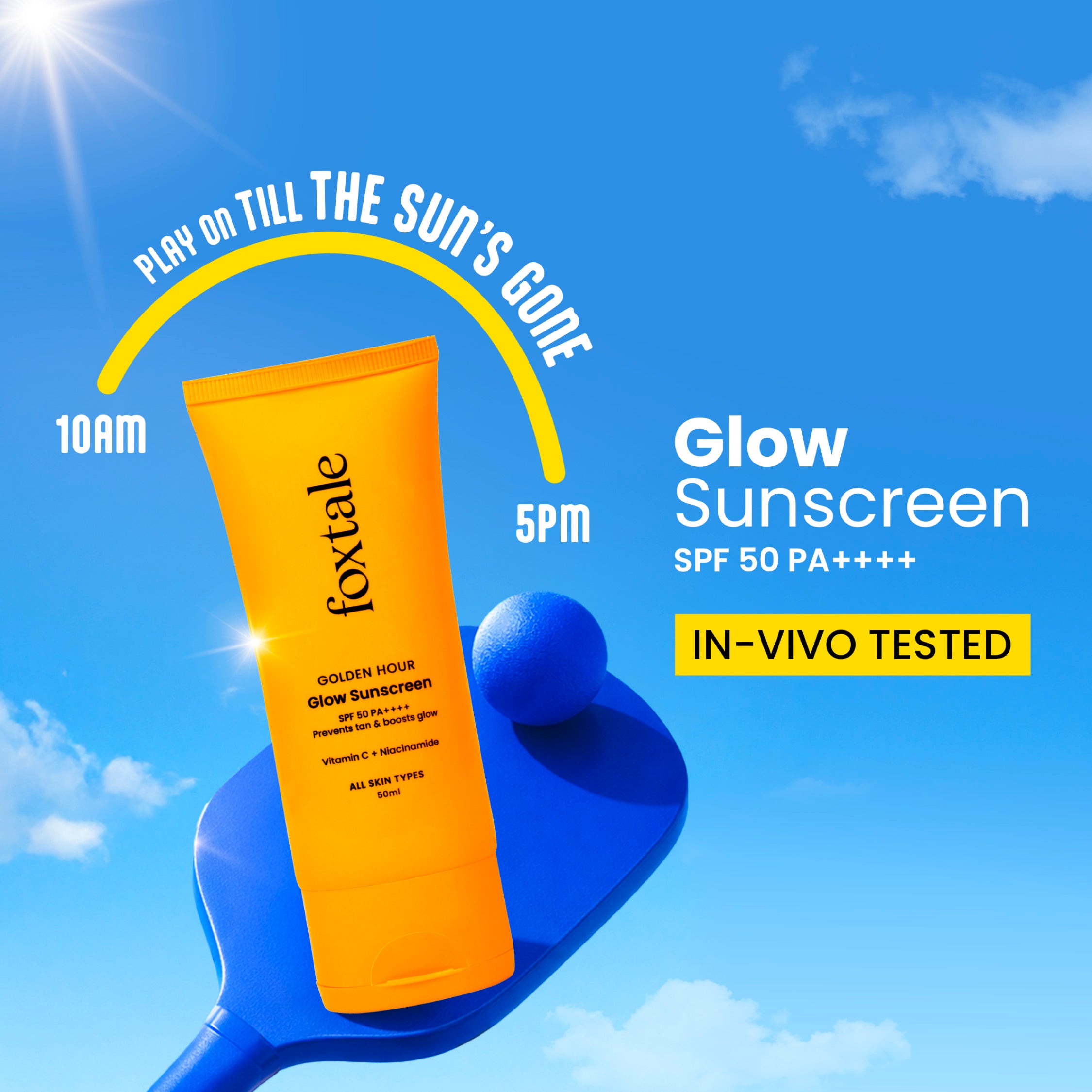 Glow sunscreen SPF 50, In-Vivo Tested with PA++++