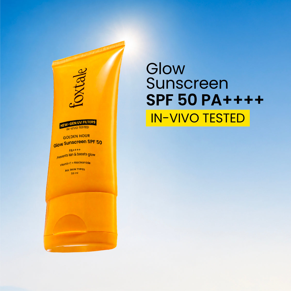Glow sunscreen SPF 50, In-Vivo Tested with PA++++