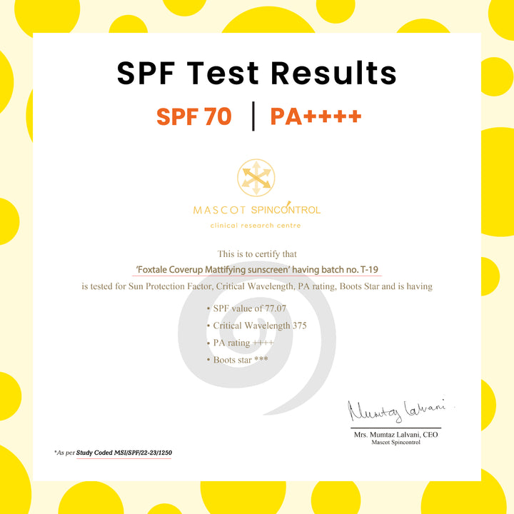Dewy Sunscreen with SPF 70 Test Result